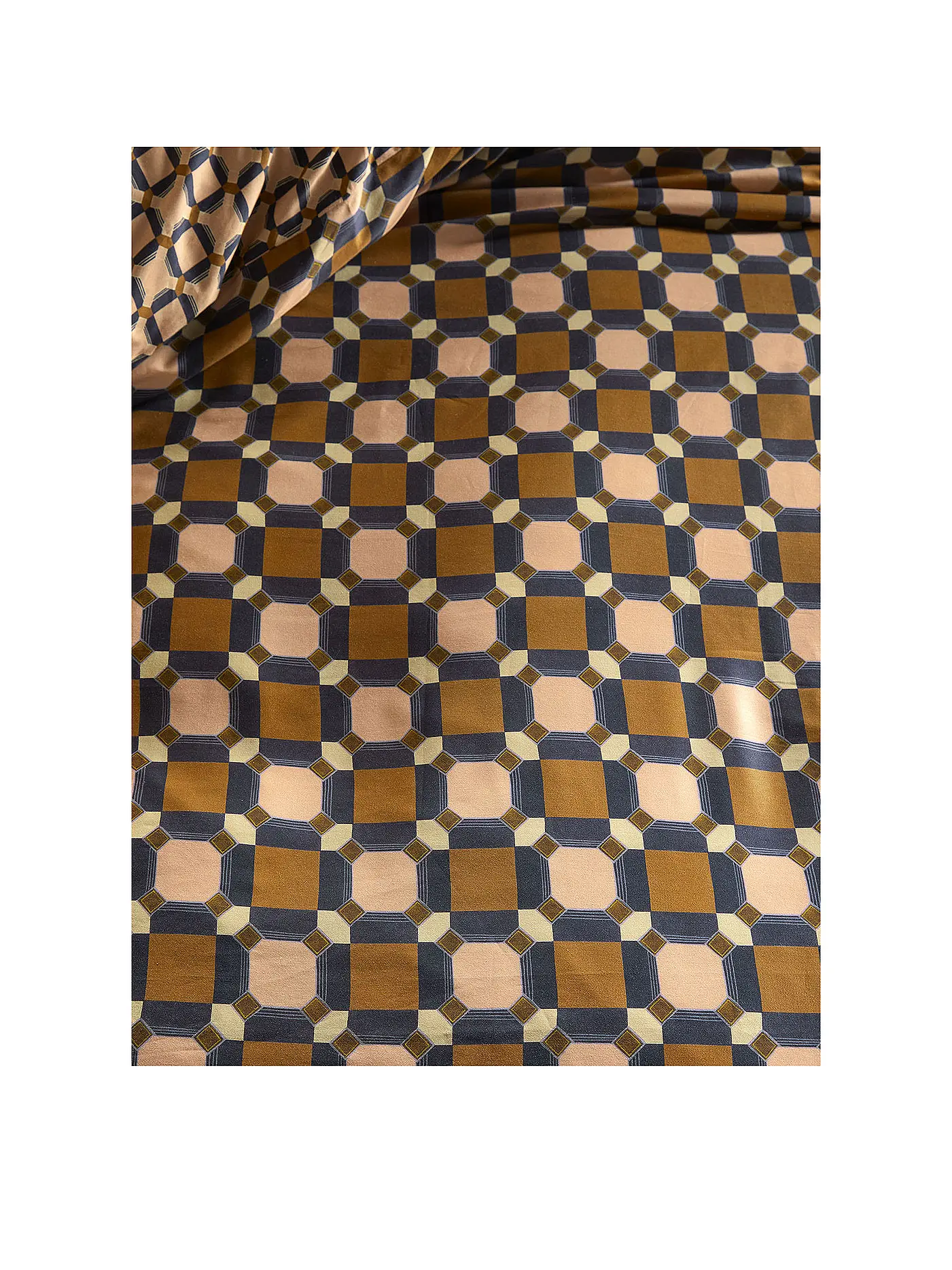 ESSENZA | Bettwäsche Garnitur TAEDES 70x90cm/140x200cm Nightblue | braun